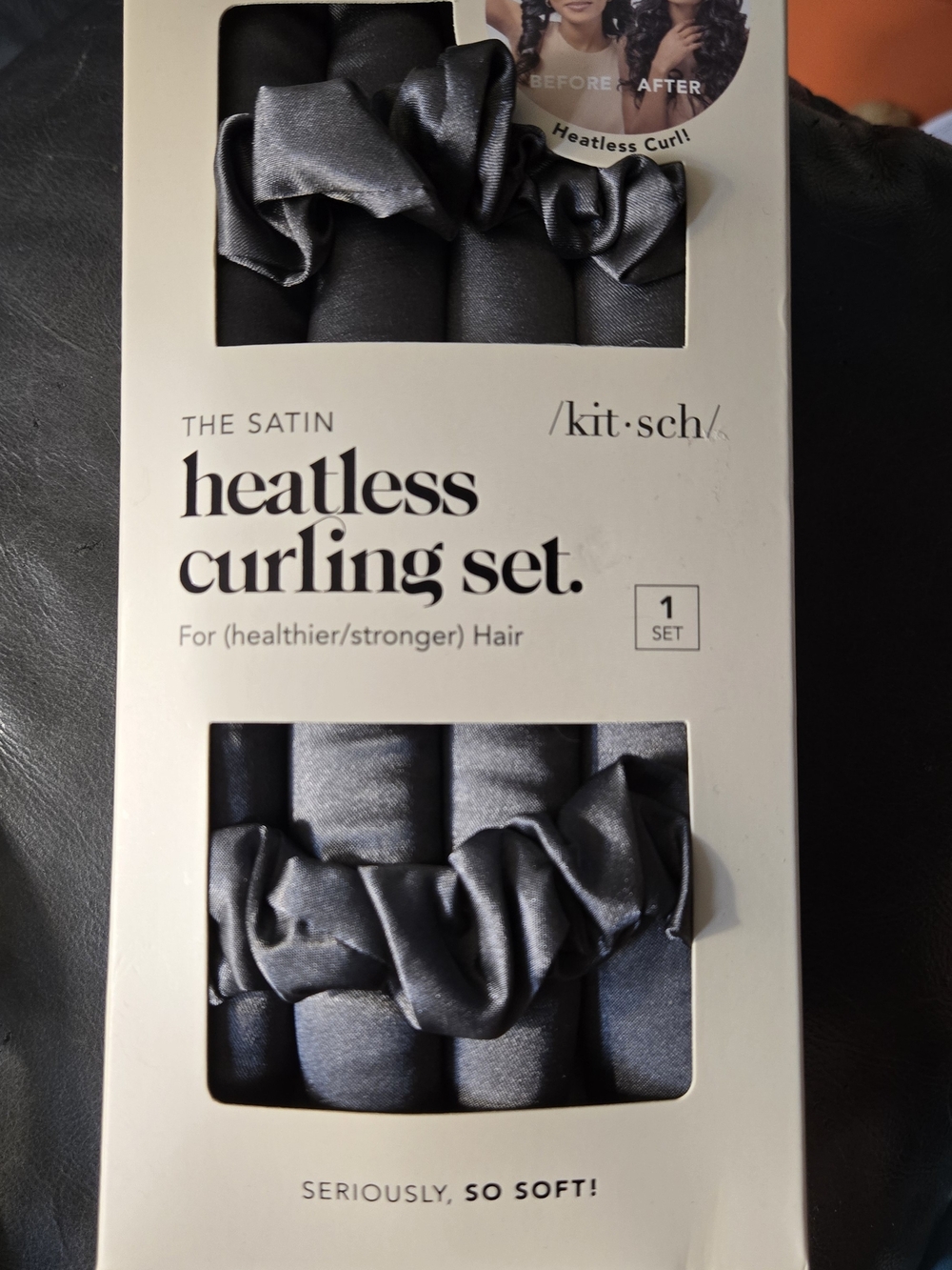 Kitsch Satin Heatless Curling Set — Charcoal